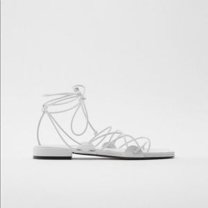 Zara leather tie up sandals